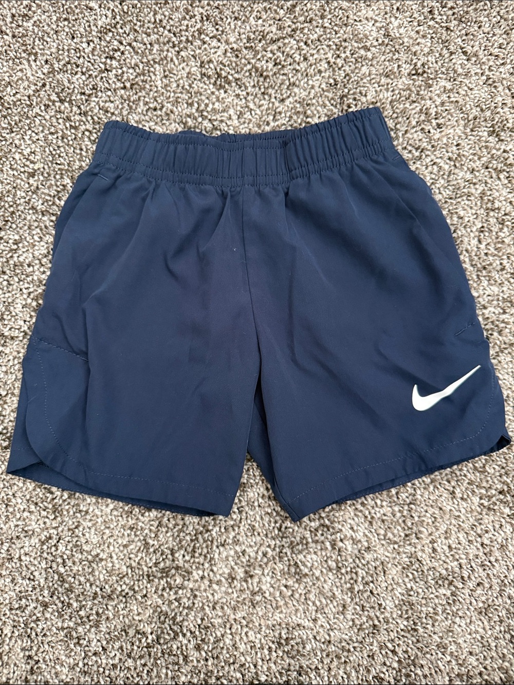 Nike Navy Blue Running Shorts with White Swoosh